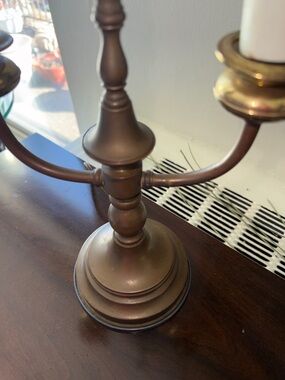 Antique-Style Brass 3-Arm Candelabra Lamp with Candle Sleeves - Brown/Gold